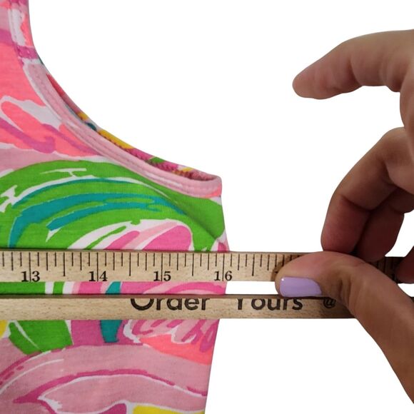 LILLY PULITZER Tank Top Womens Large Pink Swirl Tabbie‎ Summer Sleeveless Shirt - Picture 6 of 10